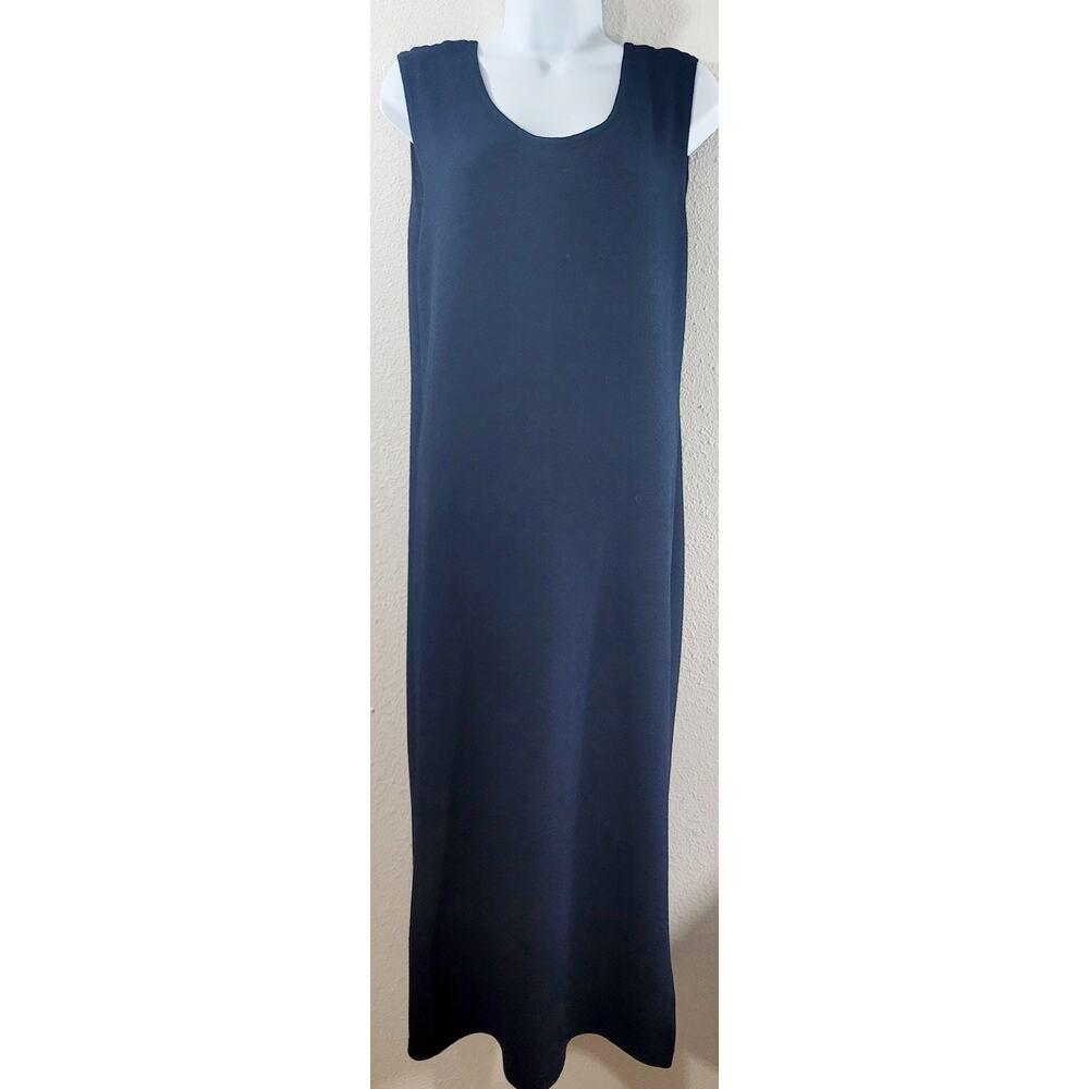 Another Thyme Navy Blue Sleeveless A Line Midi Dress Large Lightweight Stretch